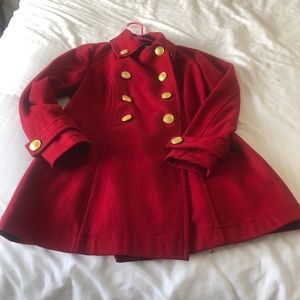 Forever 21 Red Military Style Pea Coat